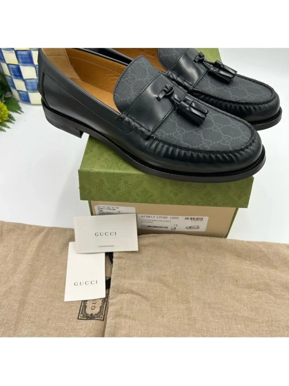 Men’s Gucci GG supreme tassel loafer size 12 made in Italy